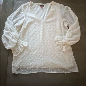 Polka Dot white Flowy Whimsical Blouse Coquette Girl size L